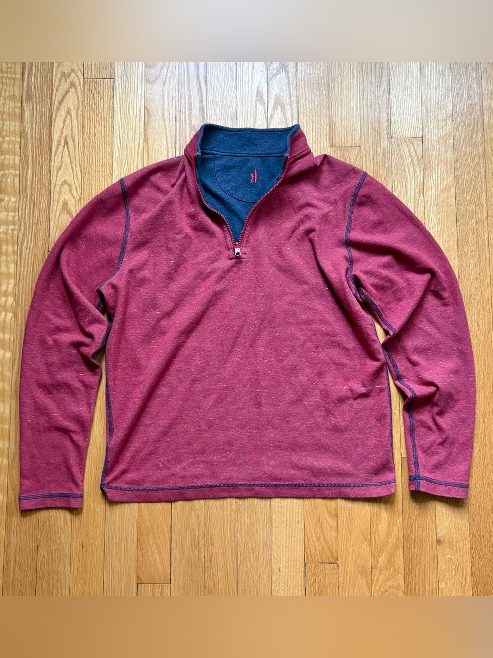 Johnnie-O Men’s 1/4 Zip Reversible Pullover Medium Maroon Blue Solid